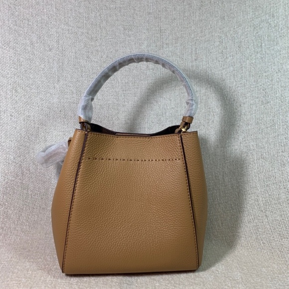 Tory Burch McGraw Tiramisu Tan Leather Small Bucket Tote/Crossbody Bag + Wallet - Picture 6 of 15